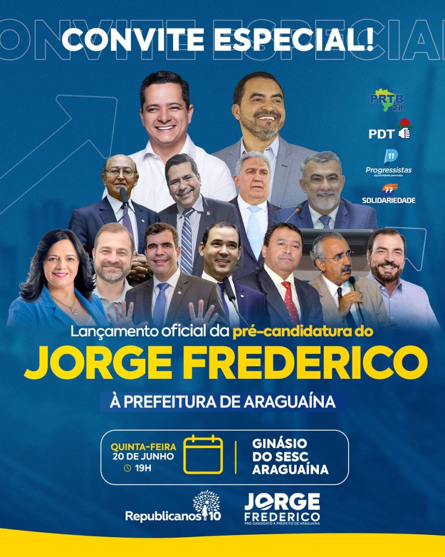 Lançamento da pré-candidatura de Jorge Frederico à prefeitura de Araguaína será na próxima quinta, 20 (Foto: Divulgação)