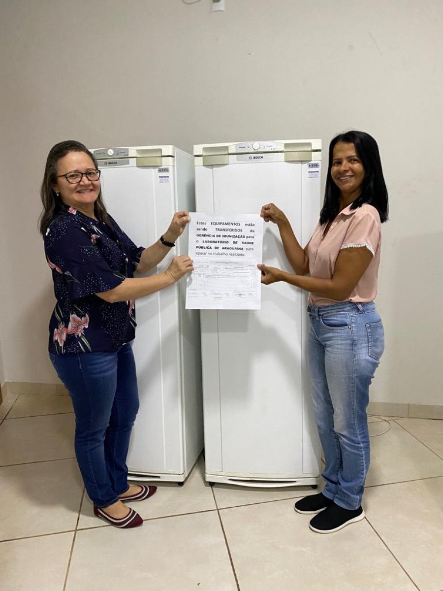 Duas geladeiras foram doadas, pela Gerência de Imunização, para o Laboratório de Saúde Pública de Araguaína (Foto: SES/Governo do Tocantins)