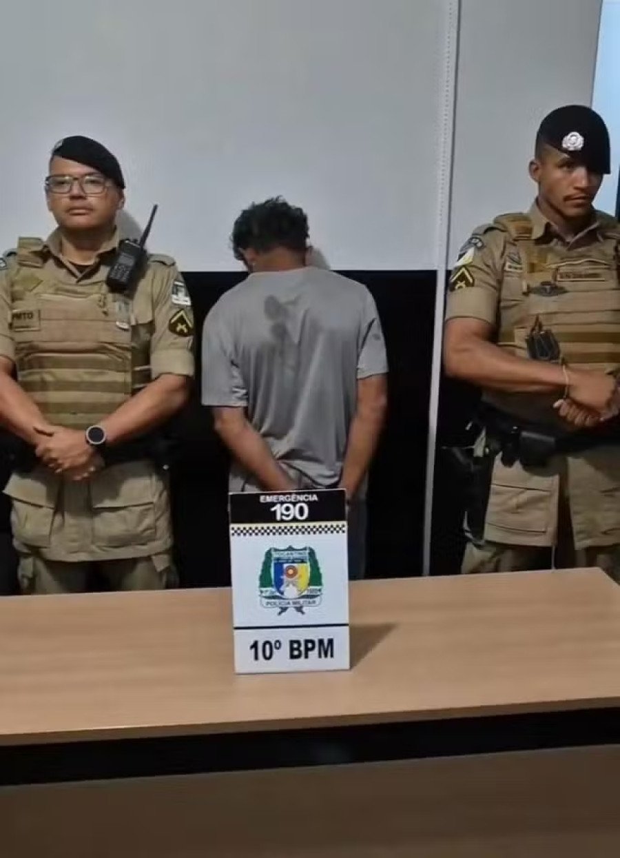 Homem preso (Foto: Reprodução/Polícia Militar)