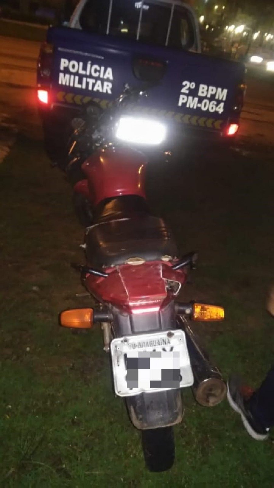Motocicleta foi recuperada pela PolÃ­cia Militar apÃ³s adolescente ter se arrependido do roubo em Santa FÃ© do Araguaia