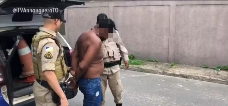 Homem foi preso suspeito de manter família em cárcere privado após enteado conseguir escapar e pedir ajuda (Foto: TV Anhanguera)