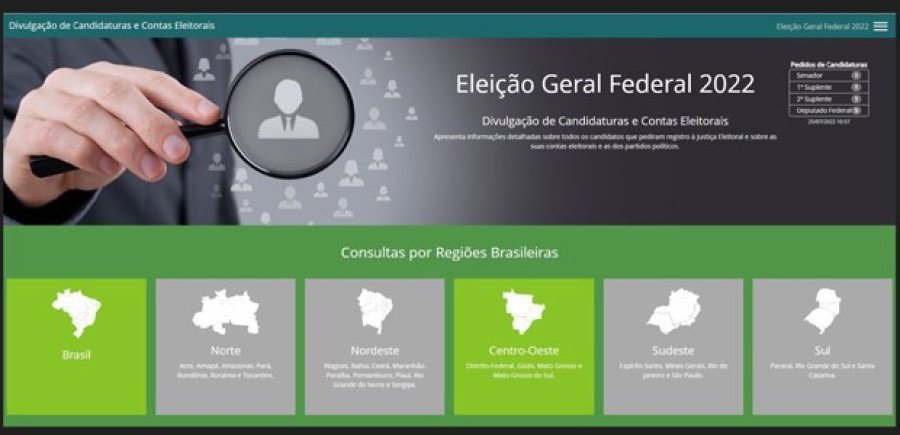 Sistema de divulgação de candidaturas registradas em todo o Brasil para as Eleições de 2022 já está disponível (Foto: Divulgação/TRE-TO)