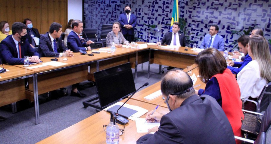 Governador do Estado do Tocantins, em exercício, Wanderlei Barbosa, reuniu-se com a bancada federal em Brasília (Foto: Roni/Senado Federal)