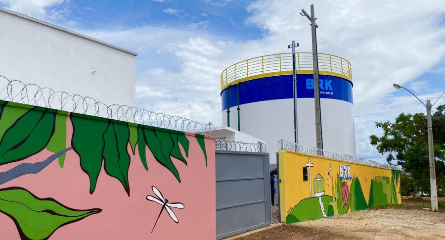 Intervenção artística está exposta nos muros da nova unidade de tratamento de água da BRK (Foto: Divulgação)