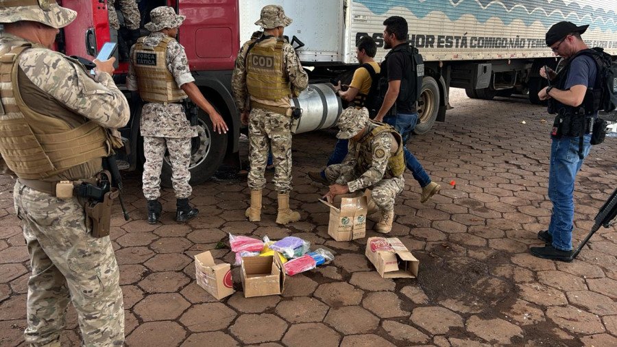 Drogas foram encontradas em caminhão na divisa do Tocantins e Goiás (Foto: Dicom/SSP-TO)