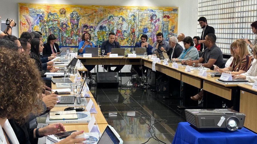 Secretária da Secretaria dos Comitês de Cultura em fala durante a reunião do Fórum Nacional de Secretários e Dirigentes Estaduais de Cultura