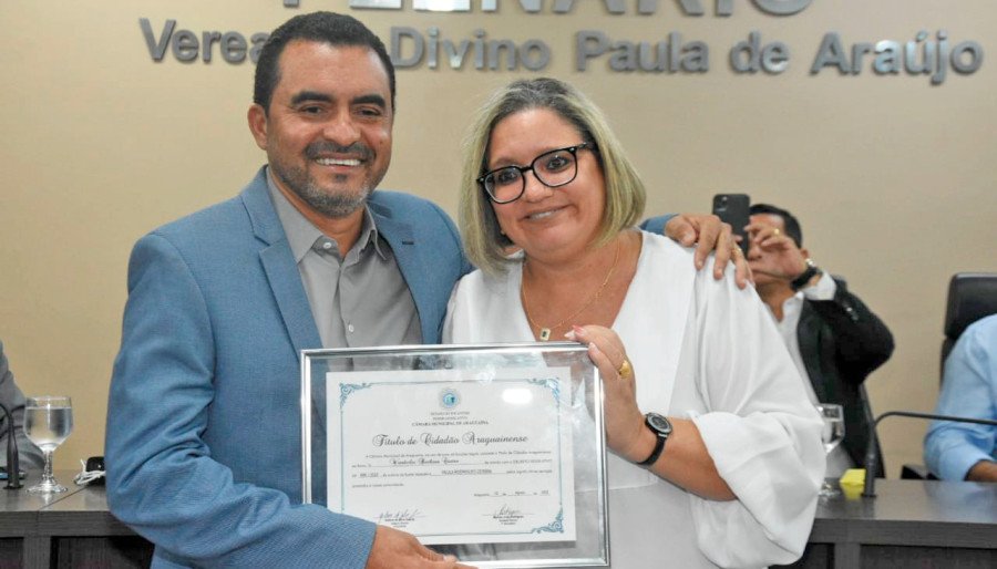 Governador Wanderlei Barbosa e vereadora Professora Paula Zerbini (Foto: Divulgação)