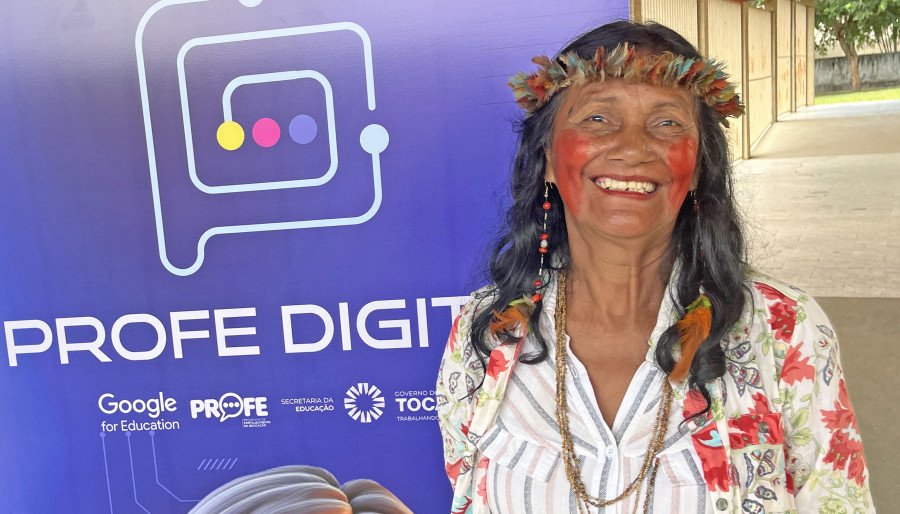Professora Noemi Xerente, de Miracema, foi a primeira professora indígena do Tocantins (Foto: Gabriela Rossi)