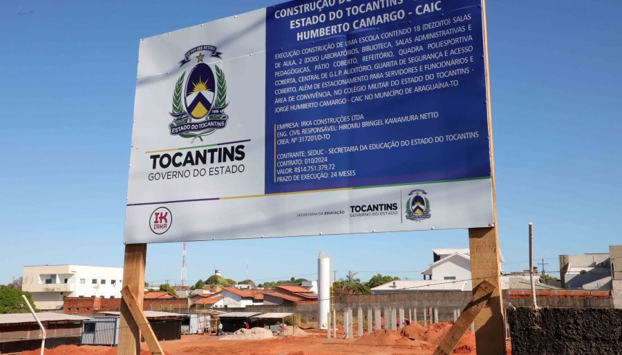 Obras do Colégio Militar Jorge Humberto Camargo, com investimentos de mais de R$ 14 milhões para fortalecer a educação em Araguaína