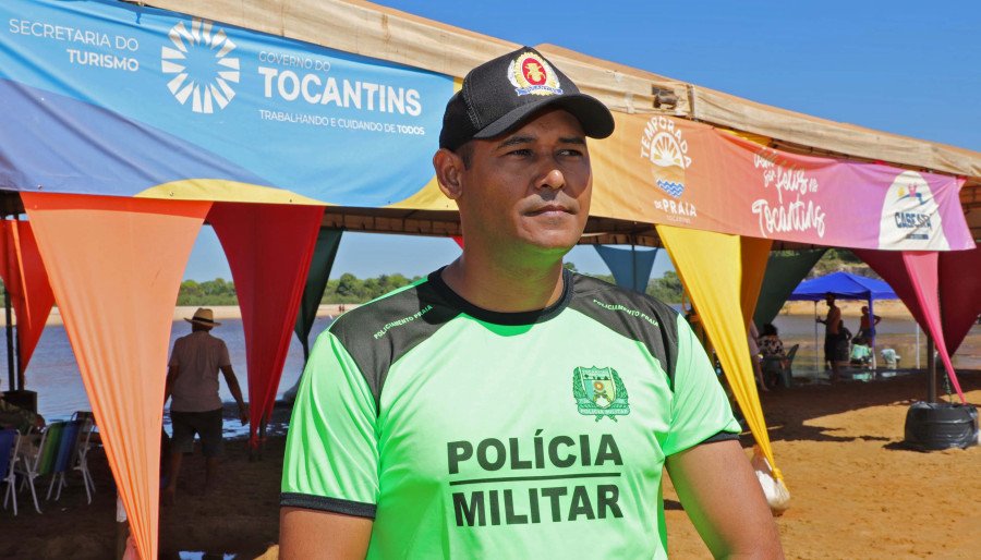 Sargento Alves, da Polícia Militar, destaca que não houve registros de ocorrências durante a temporada, garantindo a segurança dos visitantes (Foto: Adilvan Nogueira/Governo do Tocantins)