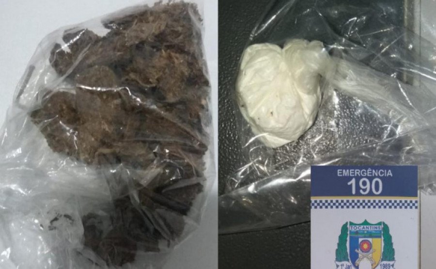 Porções de cocaína e maconha apreendidas pela PM na operação em que prendeu dois homens por posse e tráfico de drogas (Foto: Divulgação)