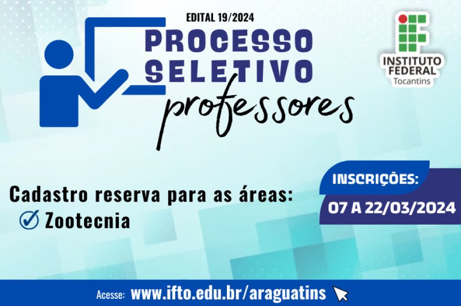 IFTO de Araguatins seleciona professor na área de zootecnia (Foto: Divulgação/IFTO)