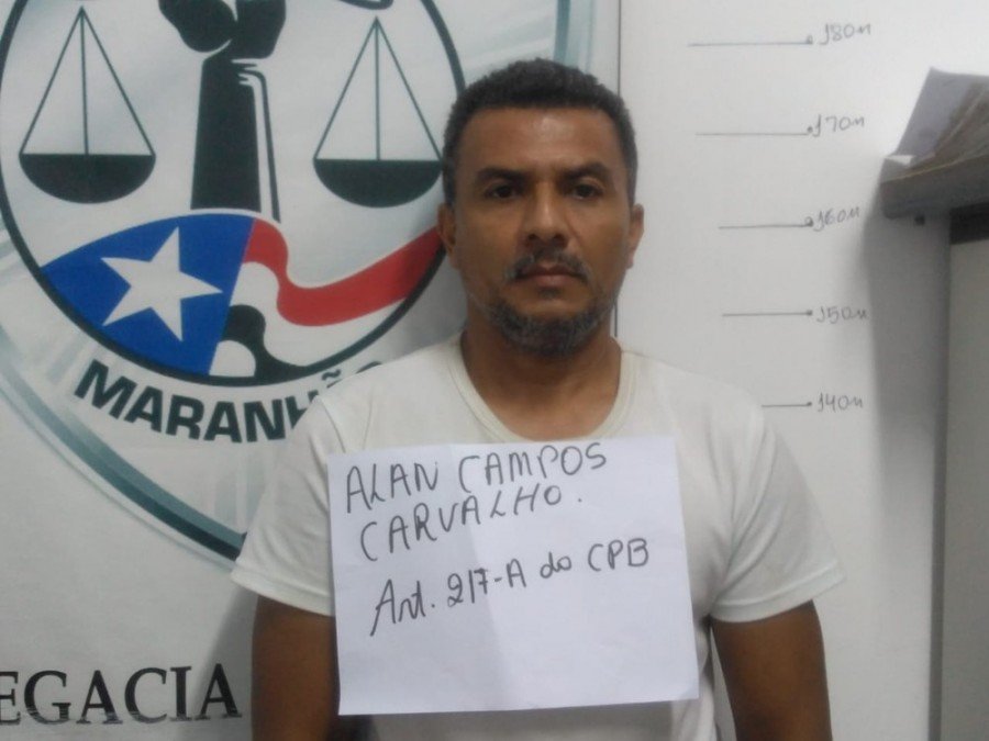 Alan Campos Carvalho foi preso apÃ³s ser suspeito de estuprar crianÃ§a de 9 anos no MaranhÃ£o (Foto: DivulgaÃ§Ã£o/PolÃ­cia Civil)