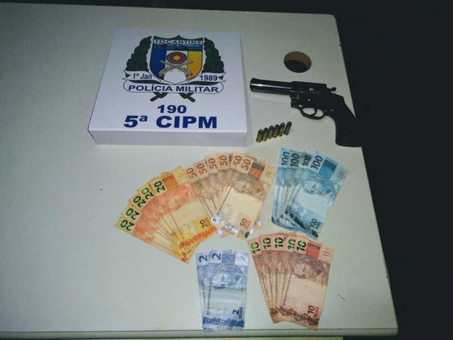 Dinheiro recuperado em TocantinÃ³polis e arma apreendida pela PM