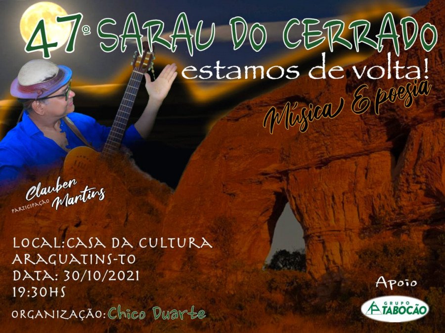 Clauber Martins é a atração musical do Sarau do Cerrado que retorna no sábado, 30 (Foto: Divulgação)