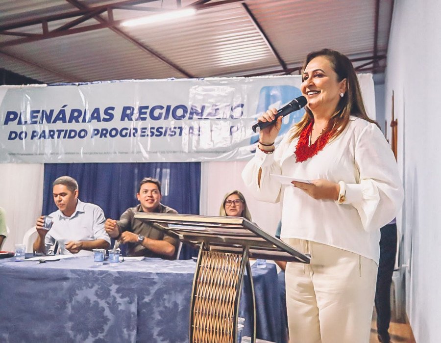 Presidente do Progressistas no Tocantins, Kátia fala aos moradores de Formoso do Araguaia (Foto: Divulgação)