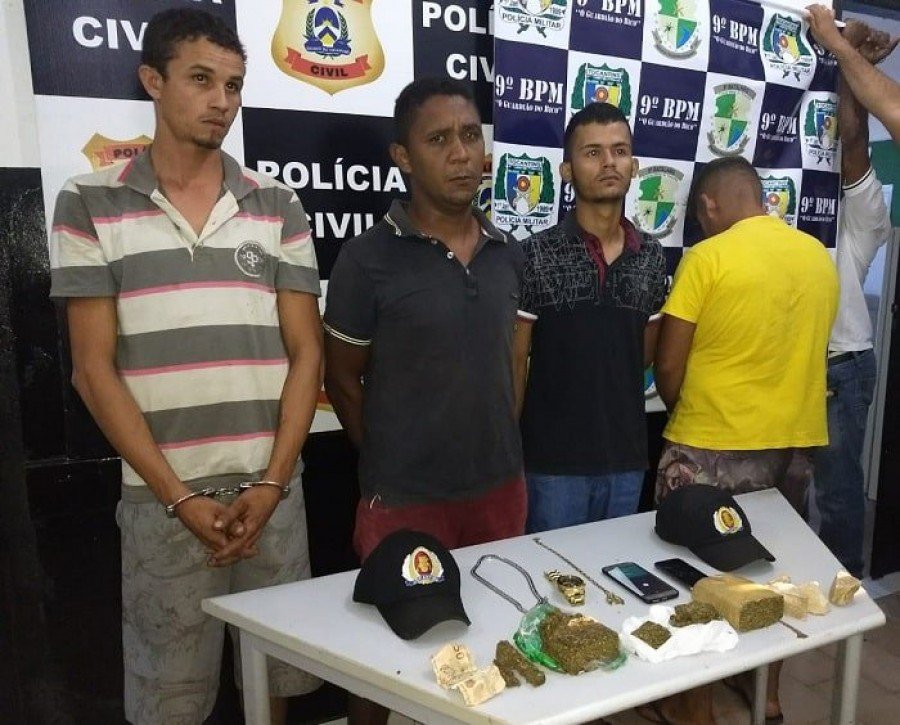 OperaÃ§Ã£o conjunta da PM e PC prende quatro homens suspeitos de trÃ¡fico de drogas em Araguatins
