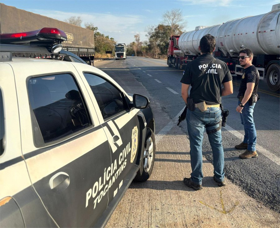 Policiais Civis da 7ª Delegacia Regional de Gurupi realizaram três dias de bloqueio na divisa dos estados do Tocantins e Goiás (Foto: PC-TO)