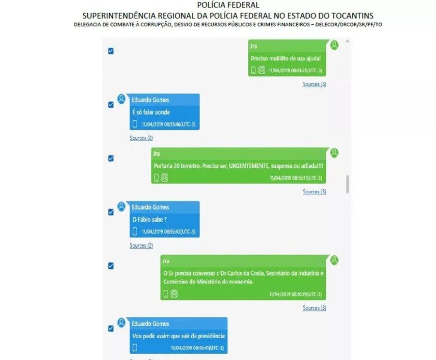 Relatório da PF transcreve diálogo entre senador Eduardo Gomes e empresário Jorge Rodrigues Alves (Foto: Reprodução)