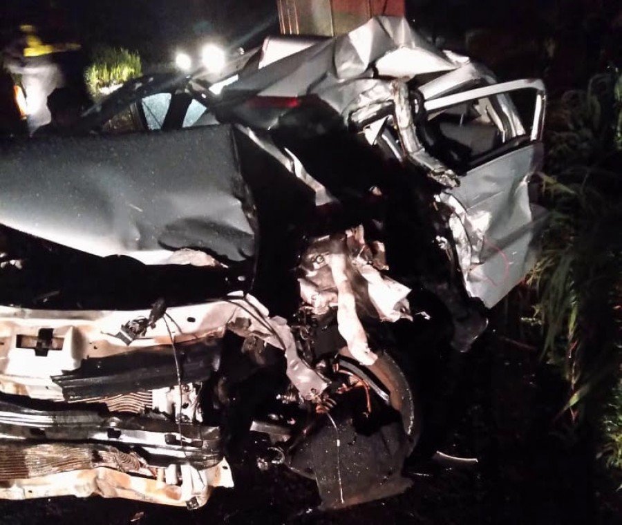 Acidente deixou o carro que o deputado e o irmão viajava, completamente destruí­do (Foto: Divulgação)
