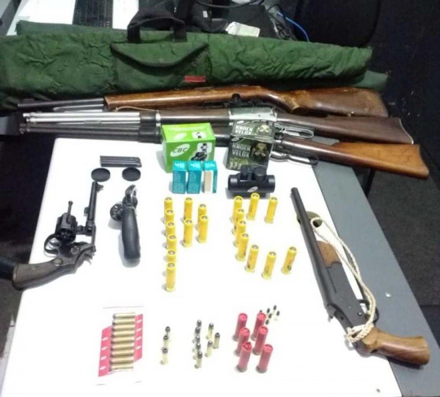 PolÃ­cia Civil apreendeu seis armas de fogo e centenas de muniÃ§Ãµes de calibres diversos em AraguaÃ­na