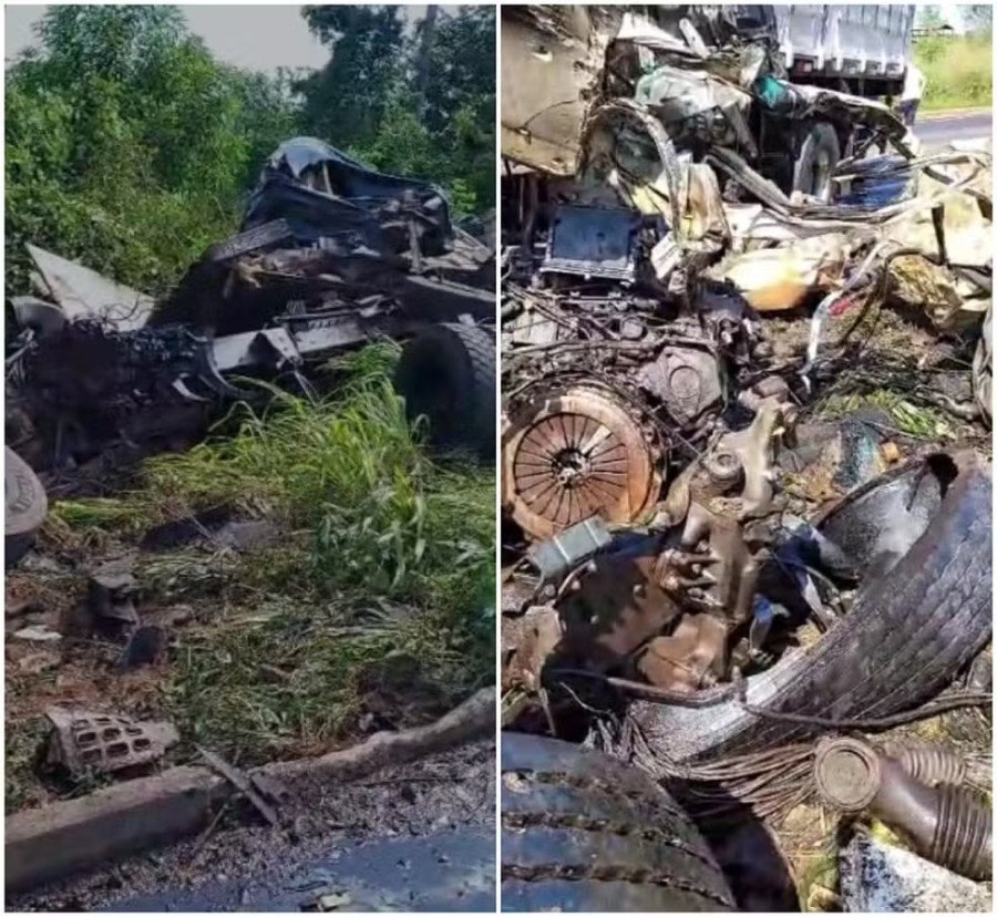 Batida deixou veículos destruídos (Foto: Reprodução/Redes Sociais)