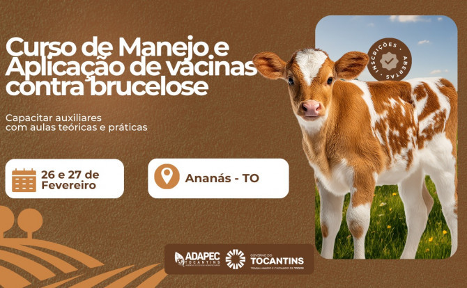 Adapec abre inscrições para curso de Manejo e Aplicação de Vacinas contra Brucelose no município de Ananás