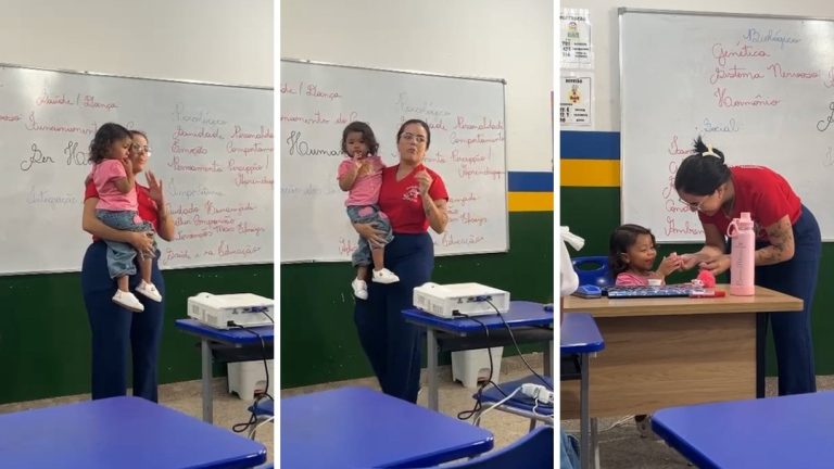 AUGUSTINÓPOLIS: Professora que viralizou ao cuidar de filha de estudante revela que mãe trancou curso